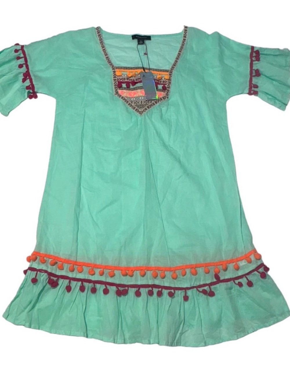 Atmosphere Mint Green Tunic with Red Accent